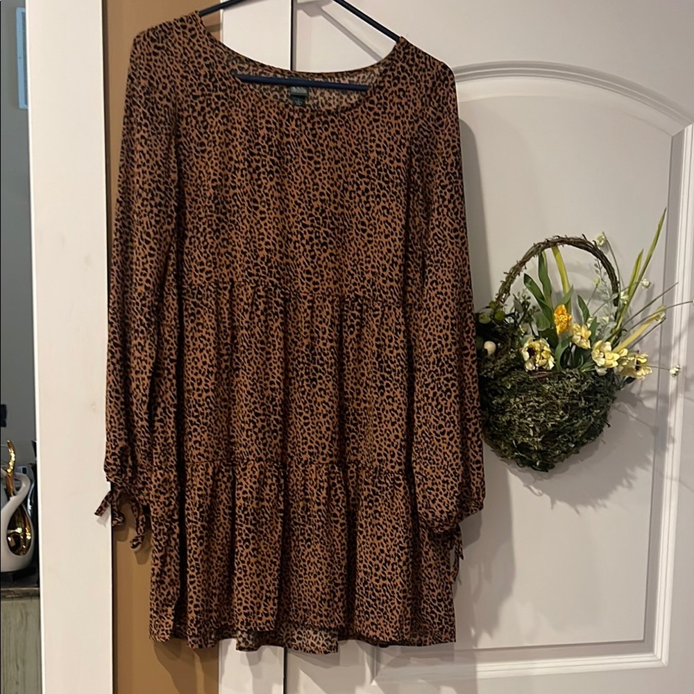 Leopard Print Long Sleeve Dress